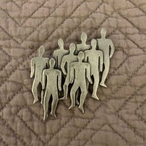 JJ Crowd of‎ People Silver Tone Vintage 1988 Pin Brooch